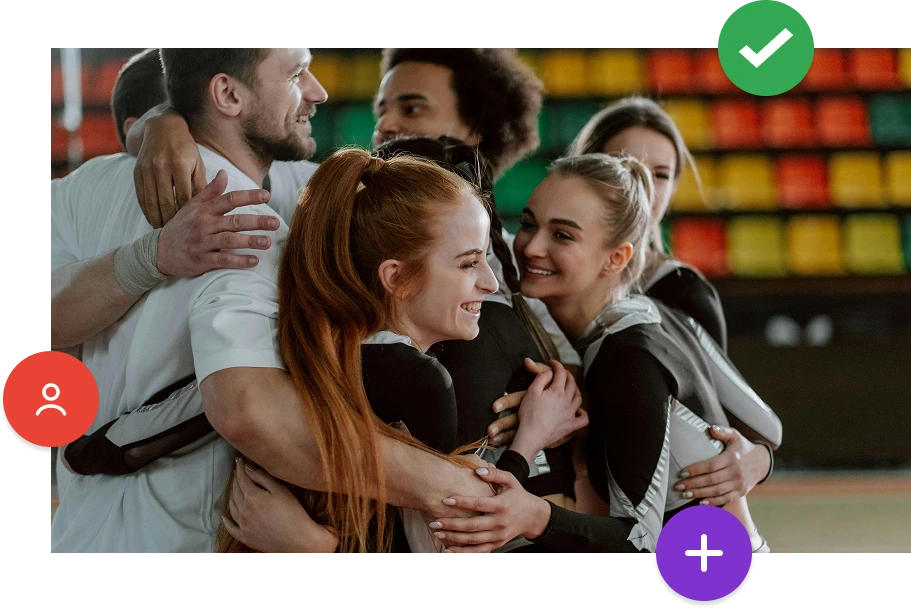 Group of people celebrating together after a sports activity